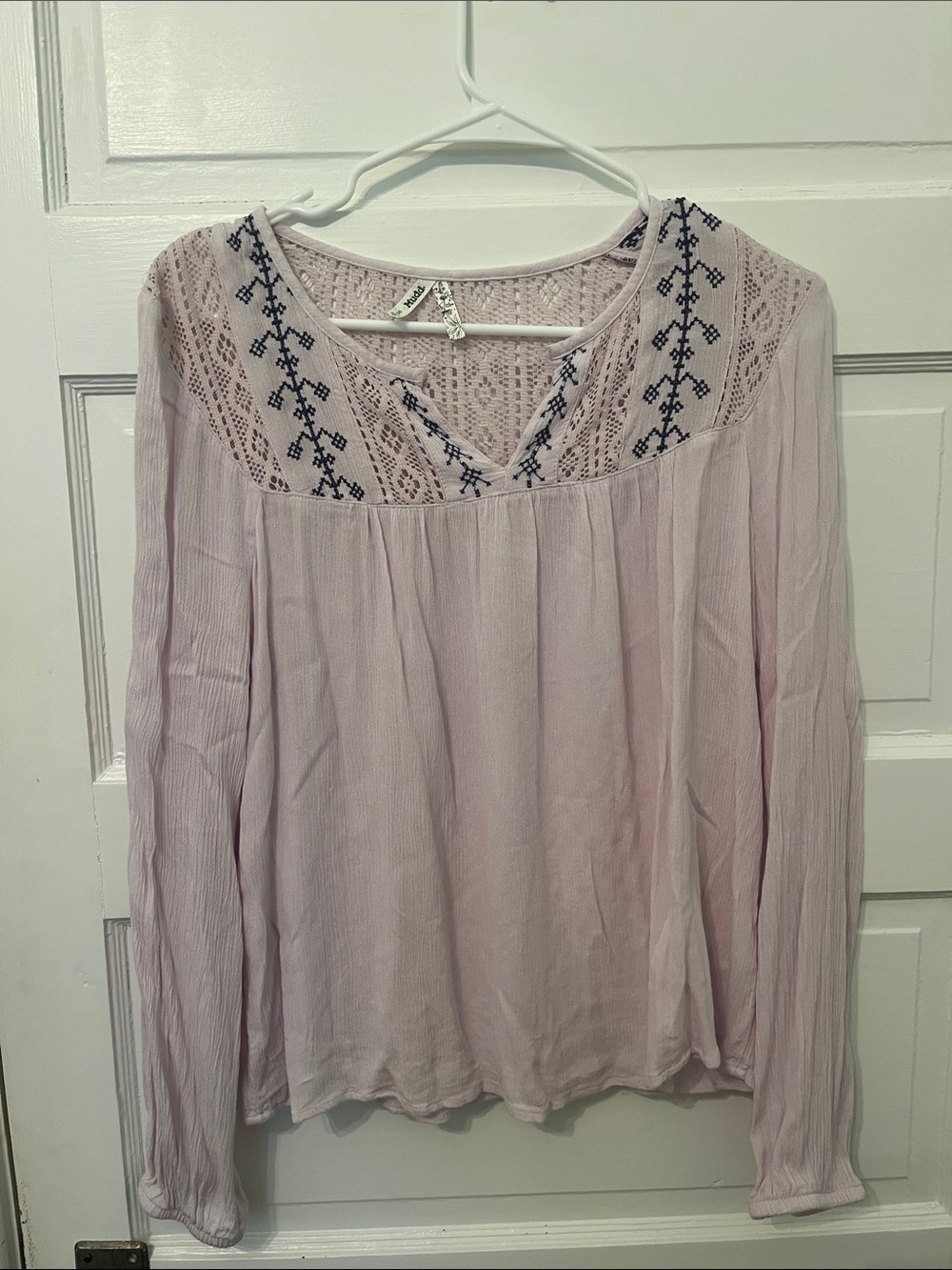 lilac floaty top with embroidery detail